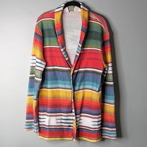 Vintage DETI Unisex Woven Southwest Motif Button Down Shawl Collar Cardigan 2XL
